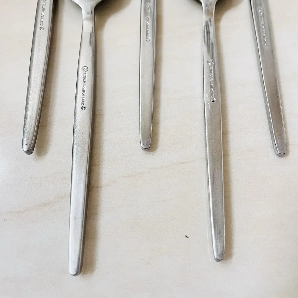 5pc STANLEY ROBERTS Astro Stainless Soup Spoon Sri Satin Hdl Glossy Bwl Japan